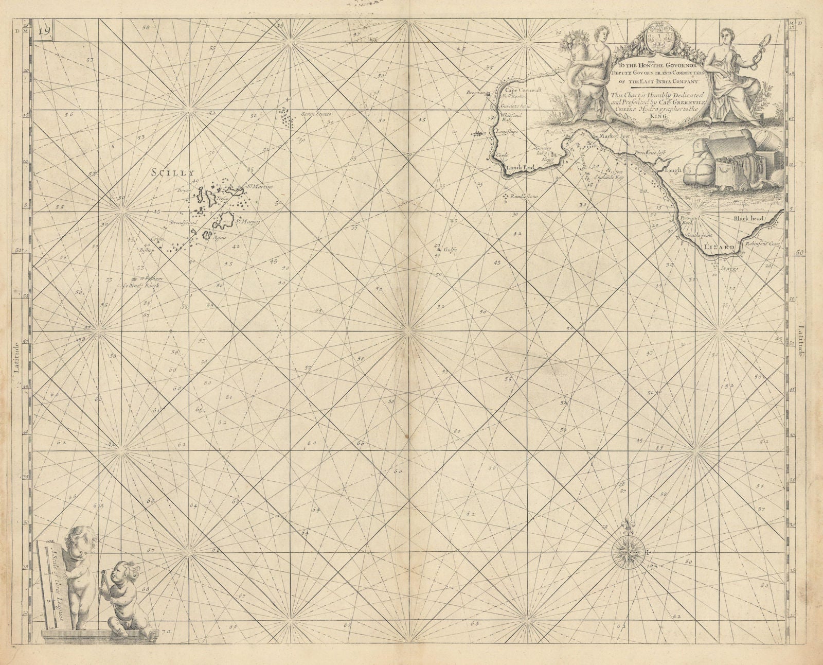 LAND'S END & THE SCILLY ISLES sea chart. Lizard & Penzance. COLLINS 1723 map
